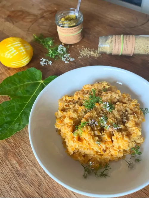 recette-aux-feuilles-de-figuier recette aux feuilles de figuier - Dahl de lentilles corail aux feuilles de figuier