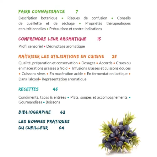 Sommaire - Livret culinaire - Utiliser les baies de genièvre