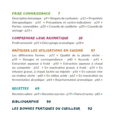 Botanique culinaire - cuisiner la reine des prés - sommaire